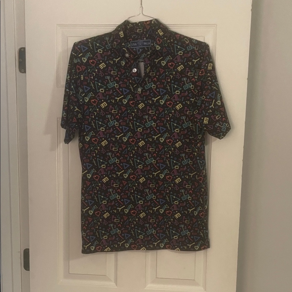 Colorful Geometric Pattern Polo Shirt